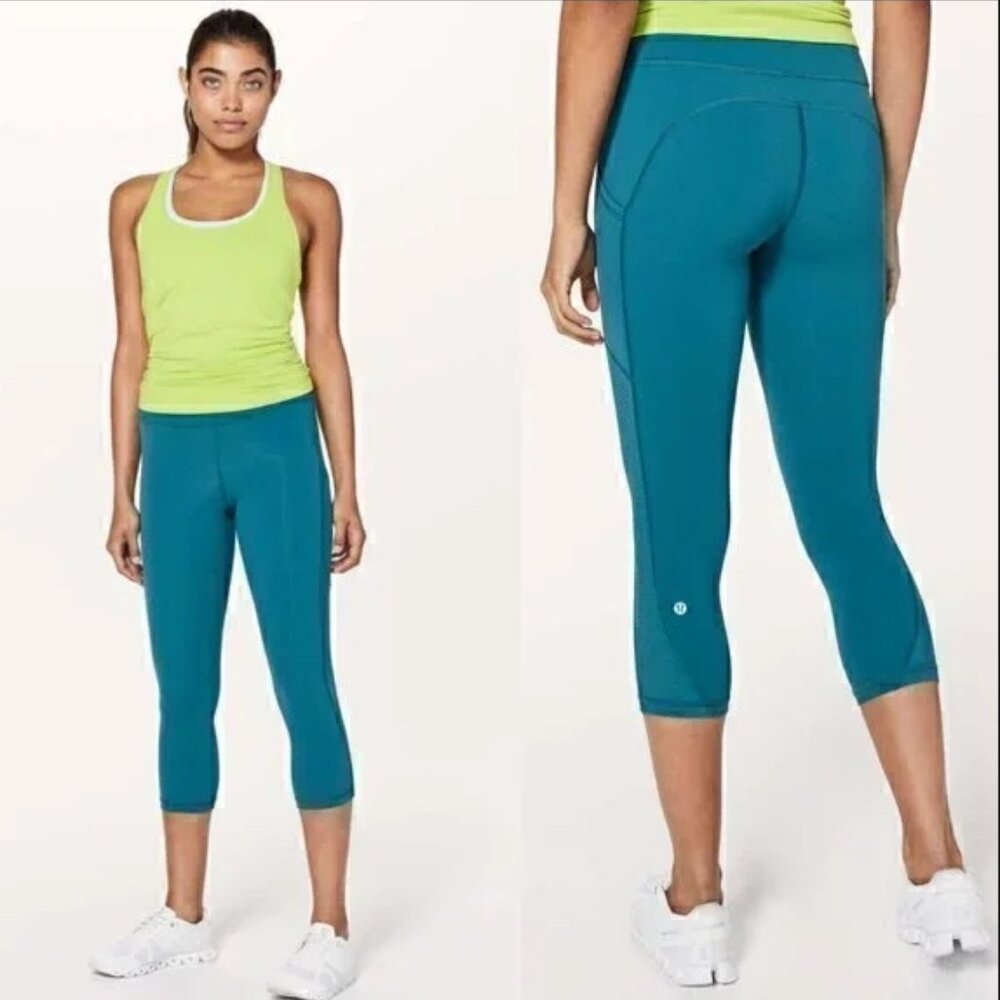 EUC- Lululemon Ready To Race Crop Legging in Deep Cove Women's Size 6